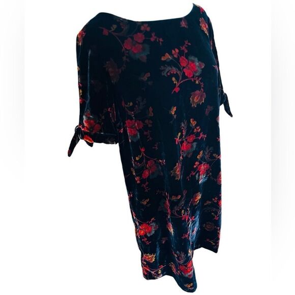 Ann Taylor LOFT Velvet floral print split sleeve shift mini dress size S. - Picture 7 of 10